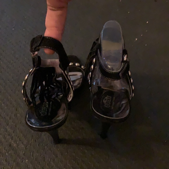 4 inch suede and studded open toe sandal heel. - Picture 4 of 10